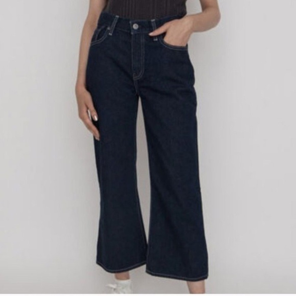 Levis Made and Crafted Hemp Mid Rise Cropped Flare‎ Jeans Dark Wash 27